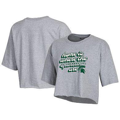 Women's Champion Heather Gray Michigan State Spartans Boyfriend Cropped T-Shirt