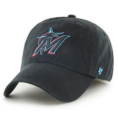 Men's '47 Black Miami Marlins Franchise Logo Fitted Hat