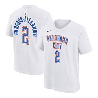 Youth Shai Gilgeous-Alexander White Oklahoma City Thunder Icon Name & Number T-Shirt