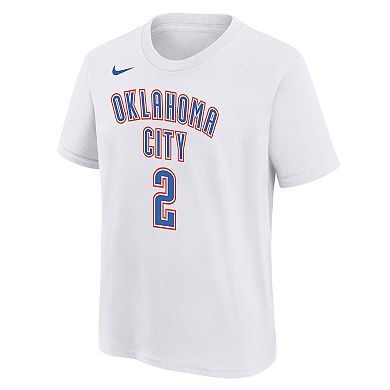 Youth Shai Gilgeous-Alexander White Oklahoma City Thunder Icon Name & Number T-Shirt