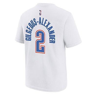 Youth Shai Gilgeous-Alexander White Oklahoma City Thunder Icon Name & Number T-Shirt