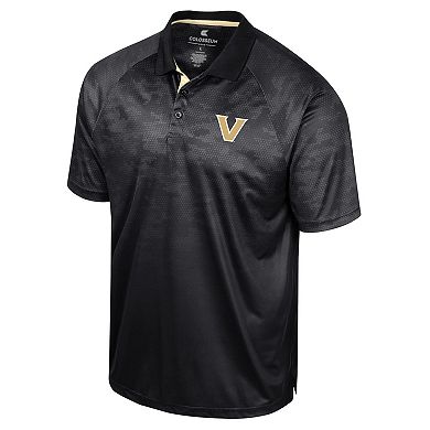 Men's Colosseum Black Vanderbilt Commodores Honeycomb Raglan Polo