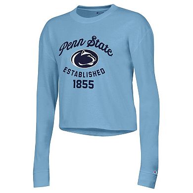 Women's Champion Blue Penn State Nittany Lions Boyfriend Cropped Long Sleeve T-Shirt