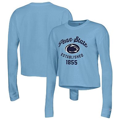 Women's Champion Blue Penn State Nittany Lions Boyfriend Cropped Long Sleeve T-Shirt