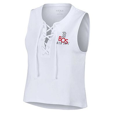 Women's WEAR by Erin Andrews White Boston Red Sox Lace-Up Tank Top