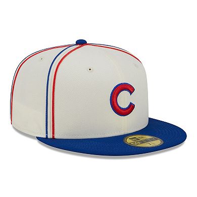 Men's New Era  Cream/Royal Chicago Cubs Chrome Sutash 59FIFTY Fitted Hat