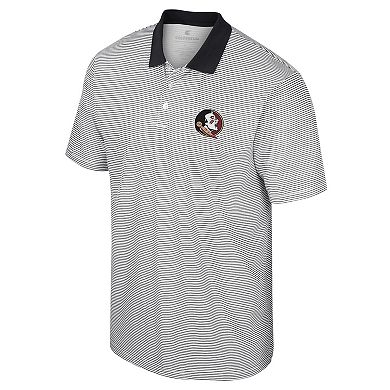 Men's Colosseum White/Black Florida State Seminoles Print Stripe Polo