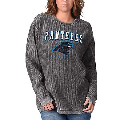 Women's G-III 4Her by Carl Banks Black Carolina Panthers Comfy Cord Pullover Sweatshirt