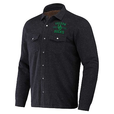 Men's Darius Rucker Collection by Fanatics Heather Charcoal Oregon Ducks Sherpa-Lined Full-Snap Shacket