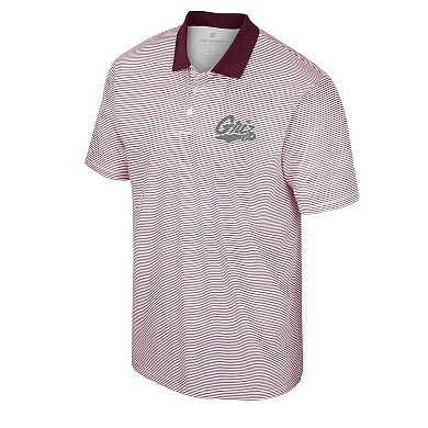 Men's Colosseum White/Maroon Montana Grizzlies Print Stripe Polo