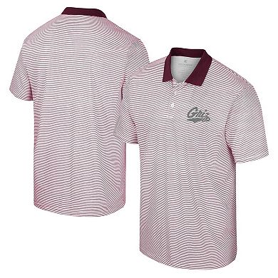 Men's Colosseum White/Maroon Montana Grizzlies Print Stripe Polo