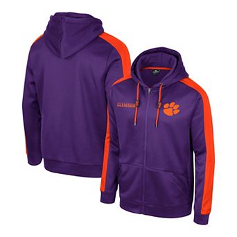 Men's Colosseum Purple Clemson Tigers Reese Full-Zip Hoodie