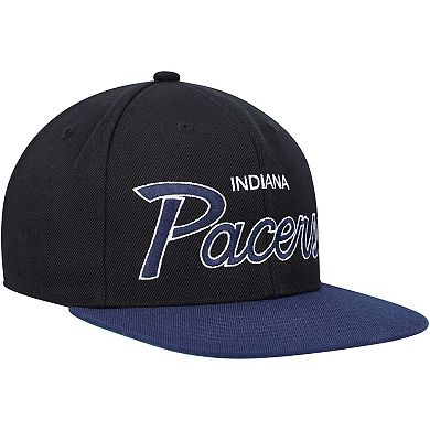 Men's Mitchell & Ness Black Indiana Pacers Hardwood Classics MVP Team Script 2.0 Snapback Hat