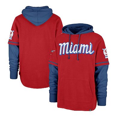 Men's '47 Red Miami Marlins City Connect Trifecta Shortstop Pullover Hoodie