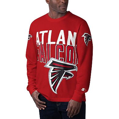 Men's Starter Red Atlanta Falcons Clutch Hit Long Sleeve T-Shirt