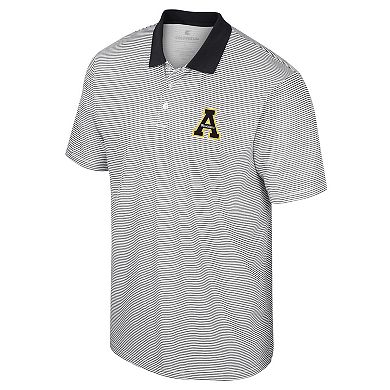 Men's Colosseum White/Black Appalachian State Mountaineers Print Stripe Polo