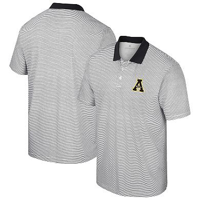 Men's Colosseum White/Black Appalachian State Mountaineers Print Stripe Polo
