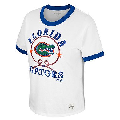 Women's Colosseum x Wrangler White Florida Gators Freehand Ringer T-Shirt