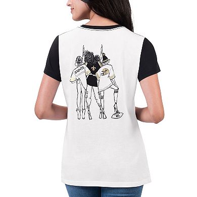 Women's G-III 4Her by Carl Banks White/Black New Orleans Saints Fashion Illustration T-Shirt