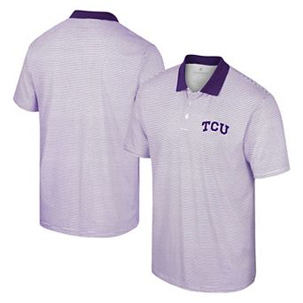 Men's Colosseum White/Purple TCU Horned Frogs Print Stripe Polo