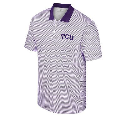 Men's Colosseum White/Purple TCU Horned Frogs Print Stripe Polo