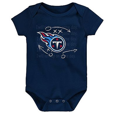 Newborn & Infant Navy/Light Blue/Heather Gray Tennessee Titans Three-Pack Eat, Sleep & Drool Retro Bodysuit Set