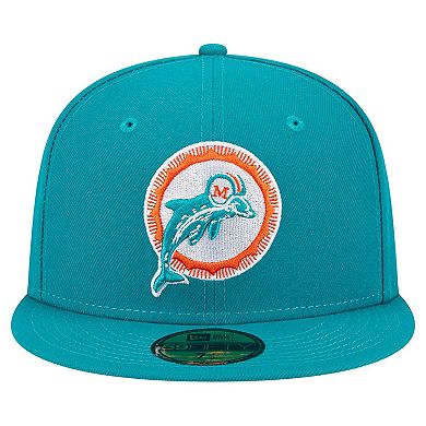Men's New Era Aqua Miami Dolphins Throwback Main 59FIFTY Fitted Hat