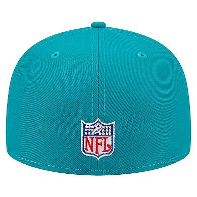 Men's New Era Aqua Miami Dolphins Throwback Main 59FIFTY Fitted Hat
