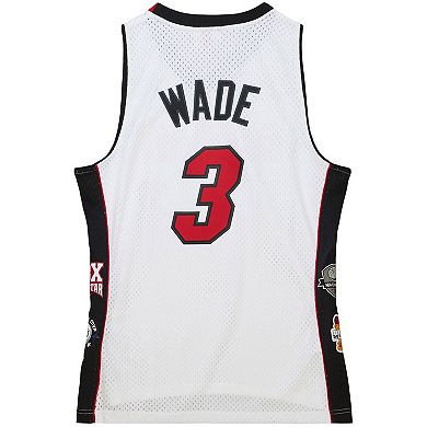 Unisex Mitchell & Ness Dwyane Wade White Miami Heat Hall of Fame Class ...