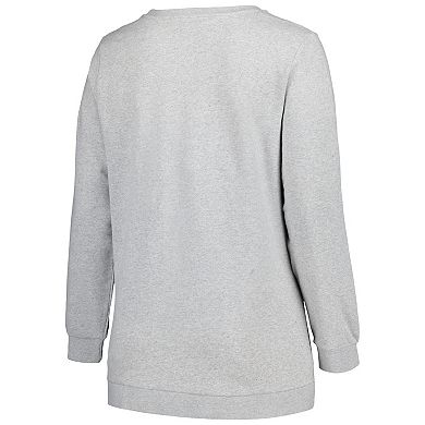 Women's Profile Heather Gray Nebraska Huskers Plus Size Side Stripe Pullover Sweatshirt