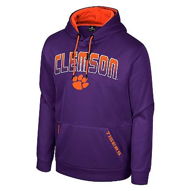 Men's Colosseum Purple Clemson Tigers Reese Pullover Hoodie