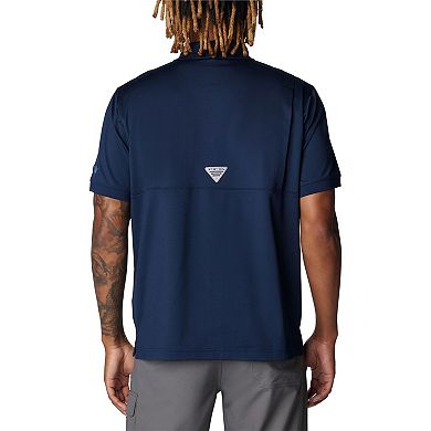 Men's Columbia Navy North Carolina Tar Heels PFG Tamiami Omni-Shield Polo