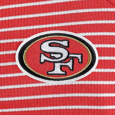 Women's Antigua Scarlet San Francisco 49ers Maverick Waffle Henley Long Sleeve T-Shirt
