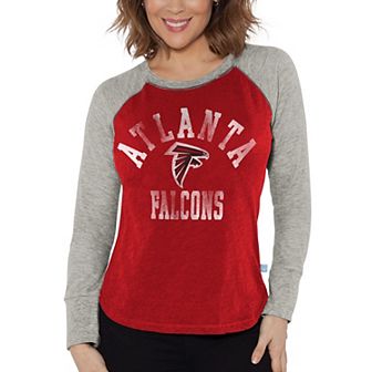 Women's G-III 4Her by Carl Banks Red/Heather Gray Atlanta Falcons Waffle Knit Raglan Long Sleeve T-Shirt