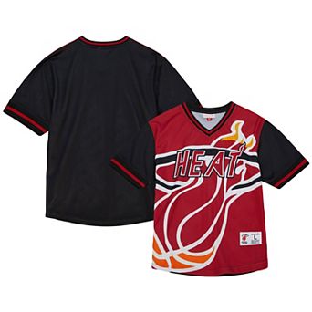 Men's Mitchell & Ness Red Miami Heat Jumbotron 3.0 Mesh V-Neck T-Shirt