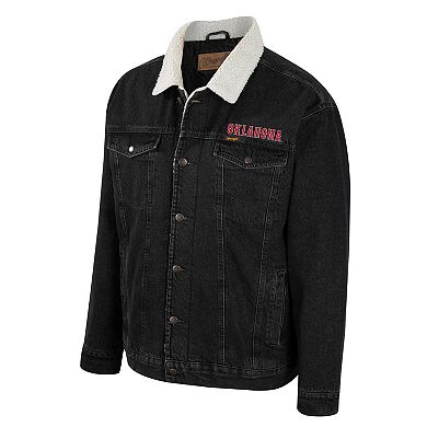 Men's Colosseum x Wrangler Charcoal Oklahoma Sooners Western Button-Up Denim Jacket