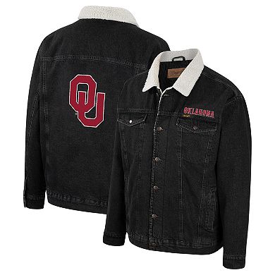 Men's Colosseum x Wrangler Charcoal Oklahoma Sooners Western Button-Up Denim Jacket