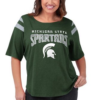 Women's G-III 4Her by Carl Banks Green Michigan State Spartans Plus Size Linebacker Half-Sleeve T-Shirt