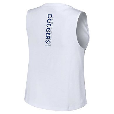 Women's WEAR by Erin Andrews White Los Angeles Dodgers Lace-Up Tank Top