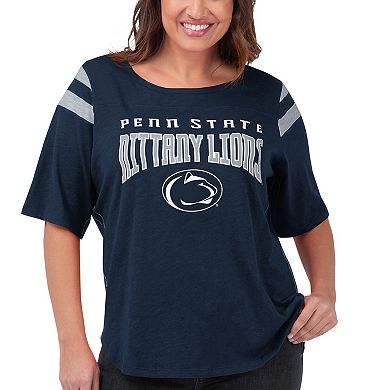 Women's G-III 4Her by Carl Banks Navy Penn State Nittany Lions Plus Size Linebacker Half-Sleeve T-Shirt