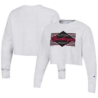 Women's Champion Heather Gray Ohio State Buckeyes Reverse WeaveÂ Cropped Pullover Sweatshirt