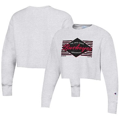 Women's Champion Heather Gray Ohio State Buckeyes Reverse WeaveÂ Cropped Pullover Sweatshirt