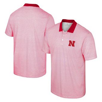 Men's Colosseum White/Scarlet Nebraska Huskers Print Stripe Polo