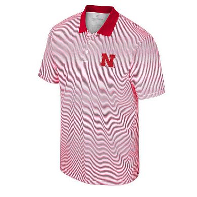 Men's Colosseum White/Scarlet Nebraska Huskers Print Stripe Polo