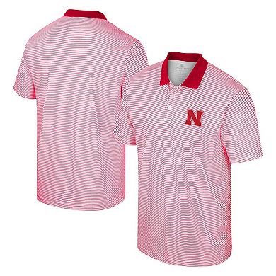Men's Colosseum White/Scarlet Nebraska Huskers Print Stripe Polo