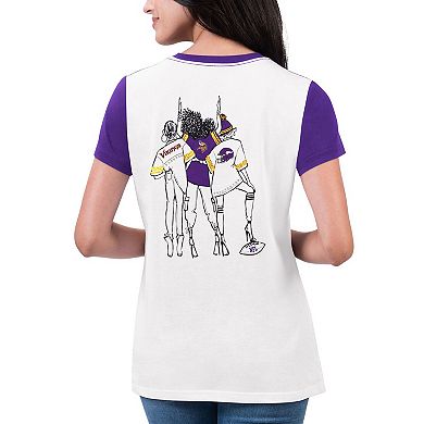 Women's G-III 4Her by Carl Banks White/Purple Minnesota Vikings Fashion Illustration T-Shirt