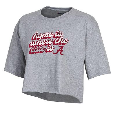 Women's Champion Gray Alabama Crimson Tide Boyfriend Cropped T-Shirt