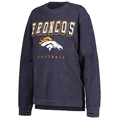 Women's G-III 4Her by Carl Banks Navy Denver Broncos Comfy Cord Pullover Sweatshirt