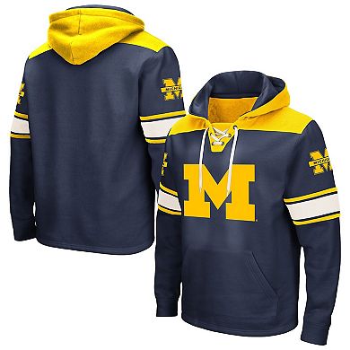 Men's Colosseum Navy Michigan Wolverines Big & Tall Hockey Lace-Up Pullover Hoodie