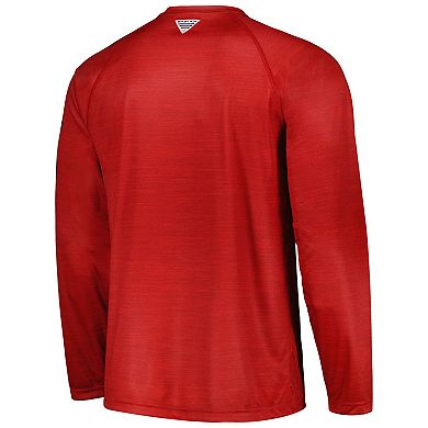 Men's Columbia Cardinal Arkansas Razorbacks PFG Terminal Tackle Omni-Shade Raglan Long Sleeve T-Shirt
